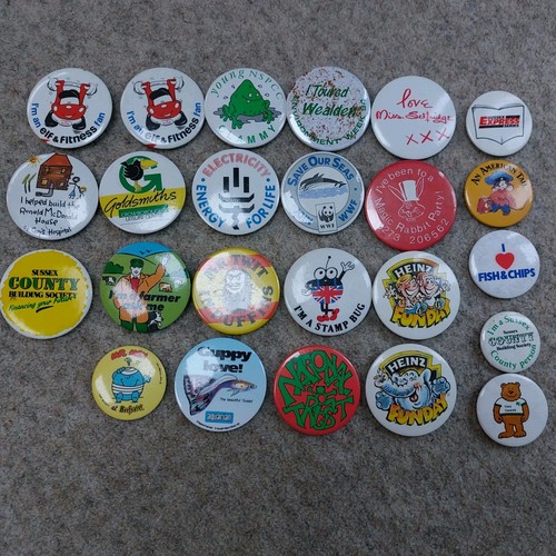 Vintage button pin badges - vintage,