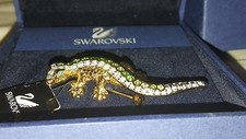 SWAROVSKI CRYSTALS Lizard Gold Tone Green Rhinestones New Brooch Pin