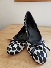 BODEN - Leather Black Leopard Print Pony Skin Kitten Heel Shoes - Size UK 6/39