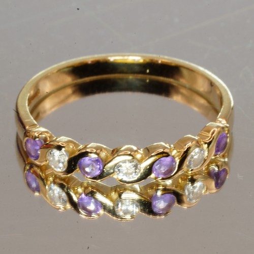 18ct gold amethyst diamond - gold,