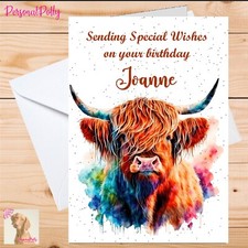 Personalised Highland Cow Card