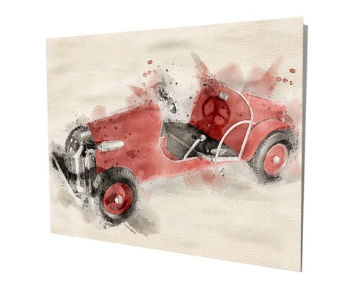 Old children red pedal car - children's,