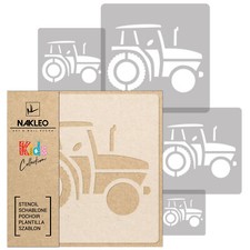 5x reusable PLASTIC Stencils / 34x34cm to 9x9cm / Nursery KIDS Template TRACTOR