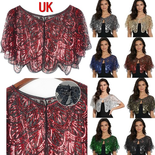 Womens 1920s sequin shawl - uk,