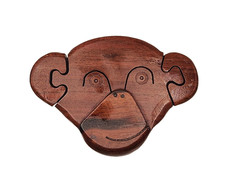 VINTAGE Wooden Monkey Head