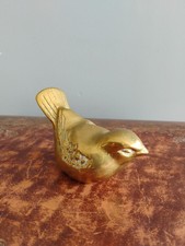 Vintage Brass Pretty Bird Sparrow Garden Tit Ornament Gold Paperweight Figurine