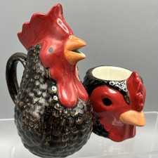 Quail Ceramic Chicken Hen Maran Egg Cup Cockerel Rooster Jug 13cm Tall