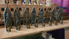Very large Vintage Gothic Style Stained Glass/Pewter Chess Set.