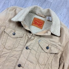 Levis Beige Mens Medium Corduroy Sherpa Trucker Jacket Vintage Workwear