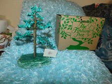 BNIB FORTUNE BONSAI TREE ON NATURAL QUARTZ GRANITE SLAB BASE 7.5" HIGH GREEN