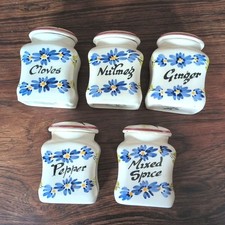 5 x Ceramic Spice Pots By Toni Raymond Pottery, England