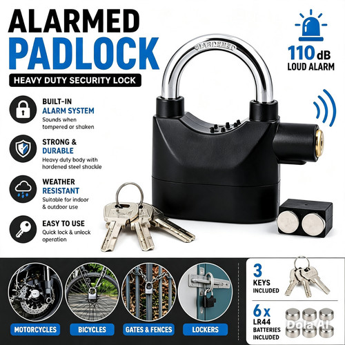 Alarm padlock 110db motion - padlock,
