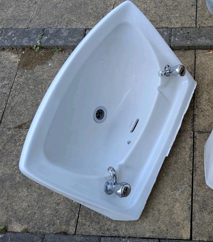 Vintage white ceramic basin - vintage,