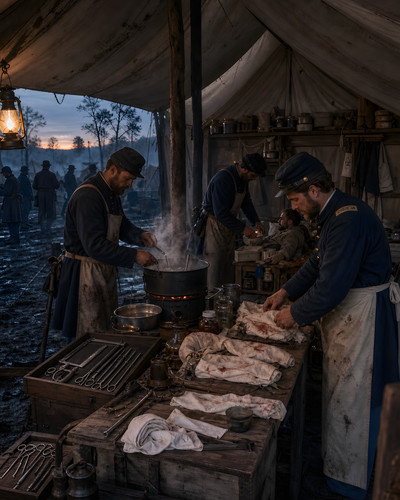 Surgeon tent before sunrise - tent,