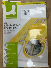 A3 Laminating Pouches 80 Micron GLOSSY - Q-Connect
