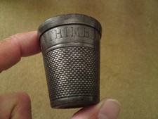 Antique novelty spirit measure shot cup silver plated 'Just a Thimble Full '