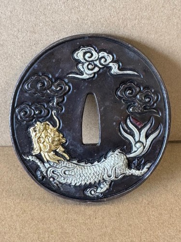 Japanese bronze sword guard - bronze,
