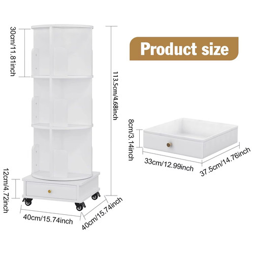 Rotating bookshelf with wheels - rotating,