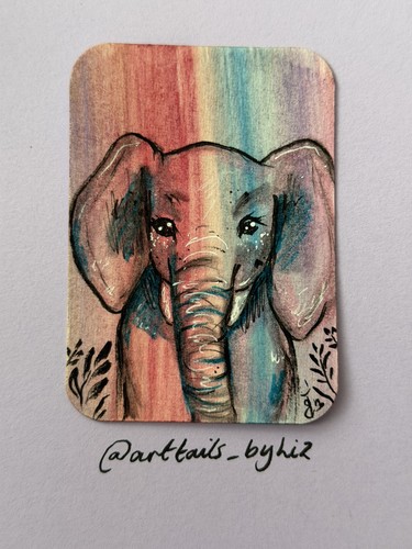 Aceo elephant original - elephant,