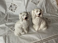 A Pair Of Vintage Fireside Staffordshire Spaniels 16cm