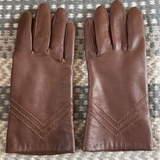 Vintage Debenhams Brown Vinyl Gloves Size 7
