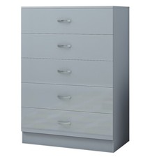 Grey Gloss Chest of 5 Drawers