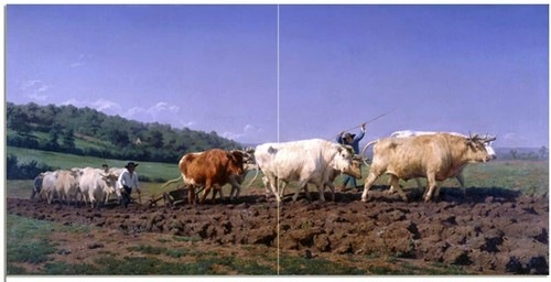 Tile mural cows - field, r