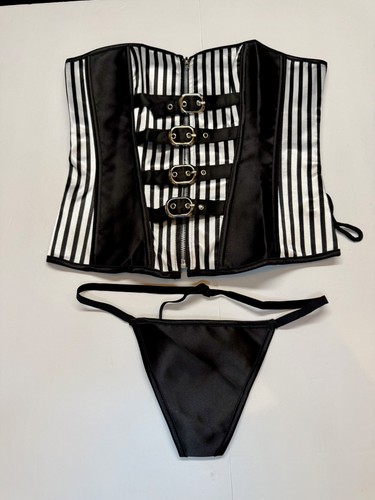 New black striped corset and - striped,