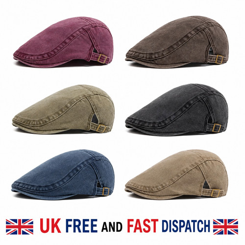 Men flat cap - washed, newsboy