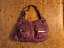 B MAKOWSKY LEATHER HANDBAG SHOPPER BAG UNDERARM STRAP PURPLE