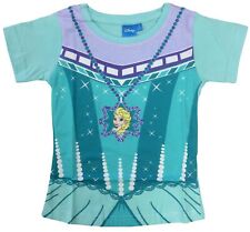 Girls Costume T Shirt Disney Frozen Elsa Fancy Dress NEW