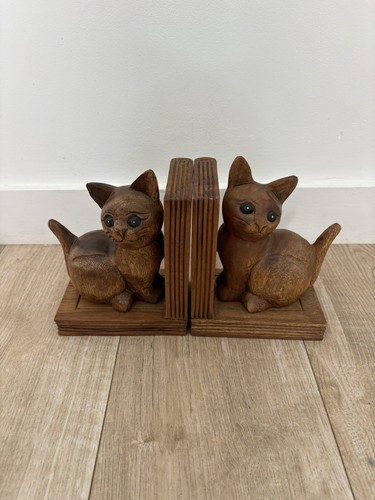 Vintage carved wooden cat - vintage,