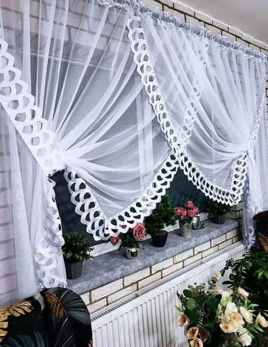 White voile curtain 160 400 - white,