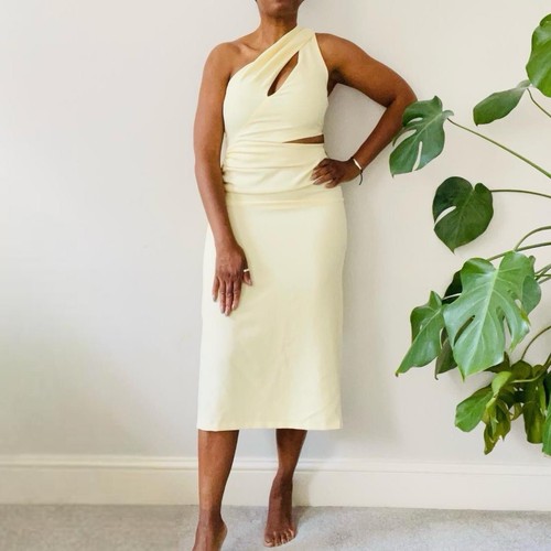 Zara yellow asymmetric - yellow, midi