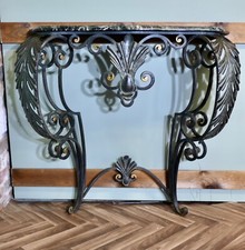 French Iron and Marble Console Table