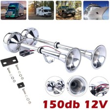 12V Double Trumpet Horn Marine Boat Air Horn 150dB Electric Stainless Steel