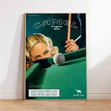 Vintage Camel Poolhall Pinup Poster
