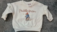 Paddington Bear White Jumper Sweatshirt Girl Boy Unisex O-3 Months