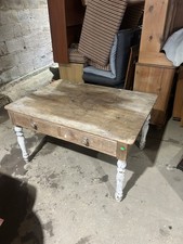 A FINE ANTIQUE PINE COUNTRY HOUSE SCULLERY SCRUB TOP DINING KITCHEN TABLE