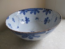 ANTIQUE LARGE DELFT BOWL - BLUE & WHITE 18thC.  A/F
