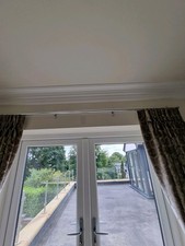 Silent Gliss Pole Bradbury 200cm Chrome+White Cord+Stud End Covers+Brackets