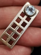 Vintage Scottish  Sterling Silver Macintosh Nouveau  Blue Topaz Brooch C 1990's