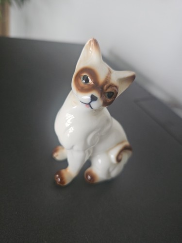 Vintage porcelain siamese cat - vintage,