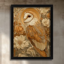 Golden Barn Owl Wall Art Owl