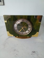 Vintage 1970s Bentima Green Lucite Mantle Clock