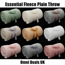 Luxury Fleece Throw Blanket - Ultra Soft Cosy Plush Plain Bedspread - 120x150cm