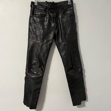 Hein Gericke Mens Black Real Leather Motorcycle Pants Size 34x33 Lined