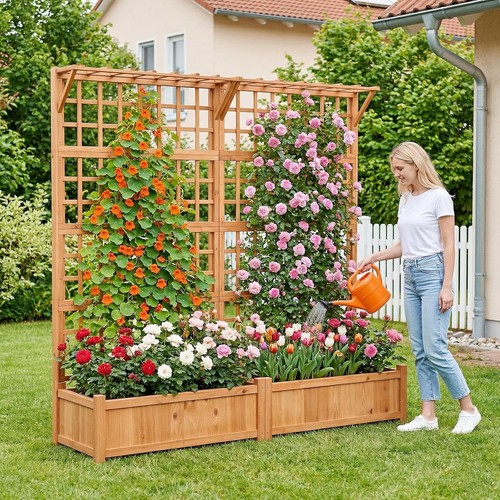 Wooden raised garden - garden, bed