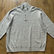 New Marks & Spencer Cotton Blend 1/4 Zip Jumper Size XXXL 3XL Light Grey Marl