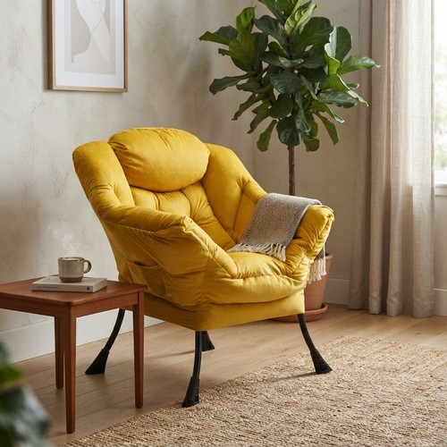 Elegant yellow velvet - yellow,